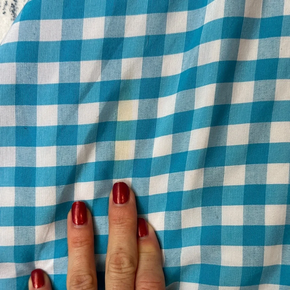 Oktoberfest Blue Gingham Kid or XS adult Costume Dress with Ruffled Blouse